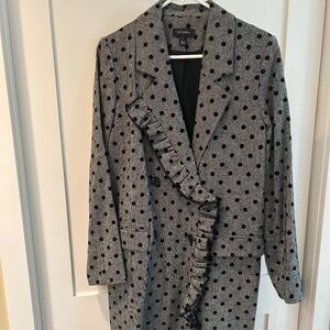 HALOGEN Brand (Nordstrom) Ruffle Front, Polka Dot, Fall Peacoat/Topper (NWT)